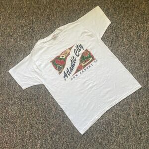 Vintage 1996 Atlantic City NJ Casino Graphic T-Shirt Fruit of the Loom White L